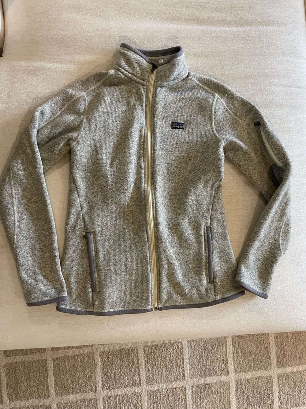Patagonia Light Gray Full-Zip Fleece Sweater